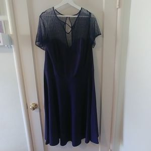 Navy dress w/sheer lace top
